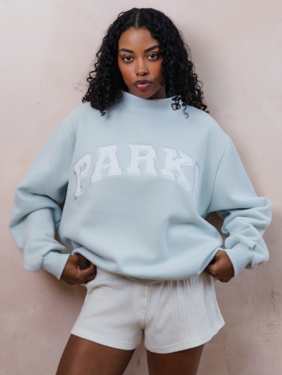 Parke Tops - NEW Parke Bridal Varsity Mockneck Pale Blue Size XXL